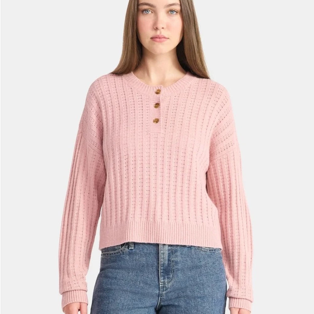 NWT No Boundaries Pink Crew Neck Sweater - Picture 1 of 5
